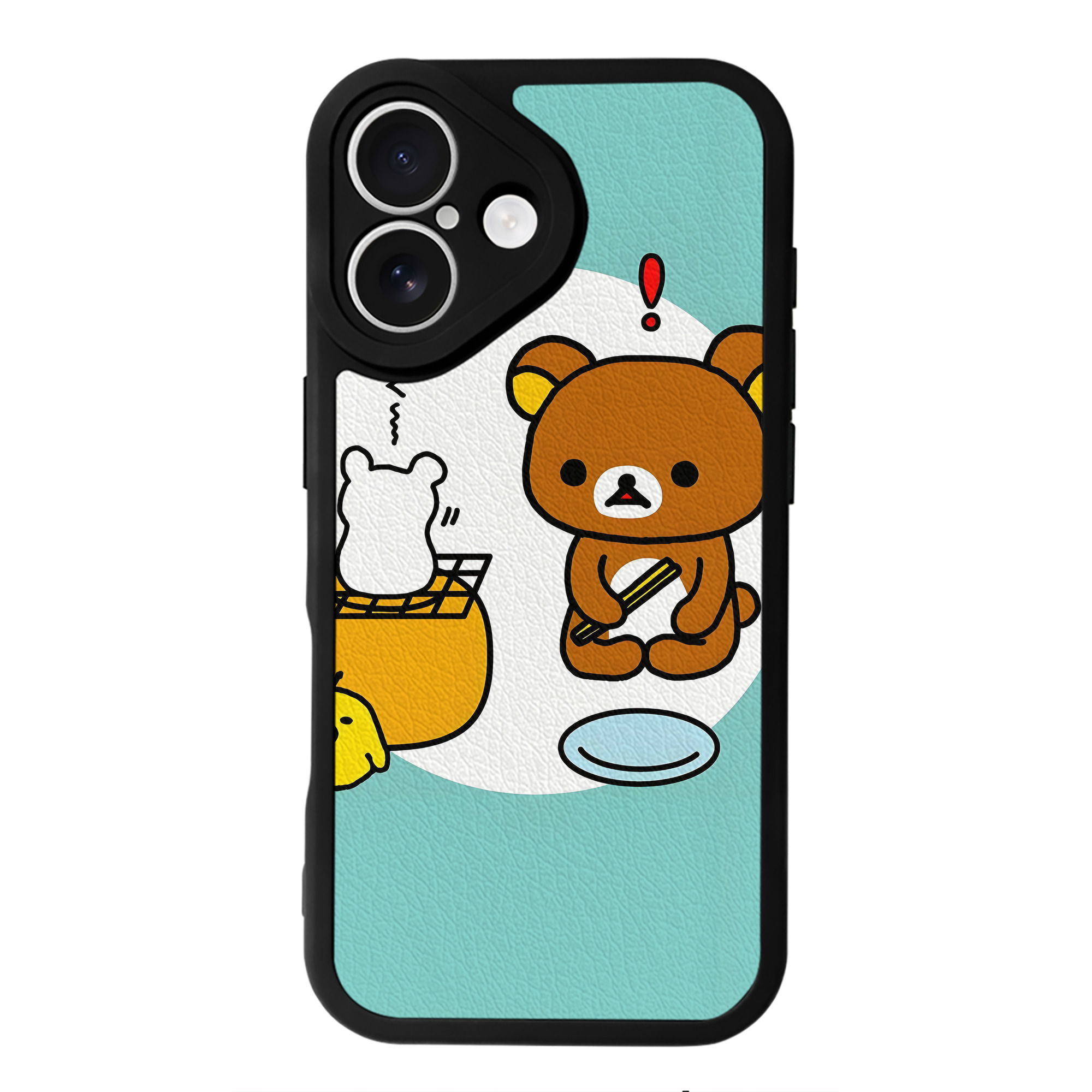 （画像用） リラックマ リラックマ キイロイトリ Rilakkuma Korilakkuma Kiiroitori 【iPhone 16シリーズ対応】シリコンスマホケース（レザー調） 材質：シリコン
